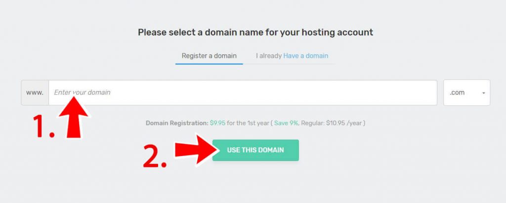 register a domain name with fastcomet