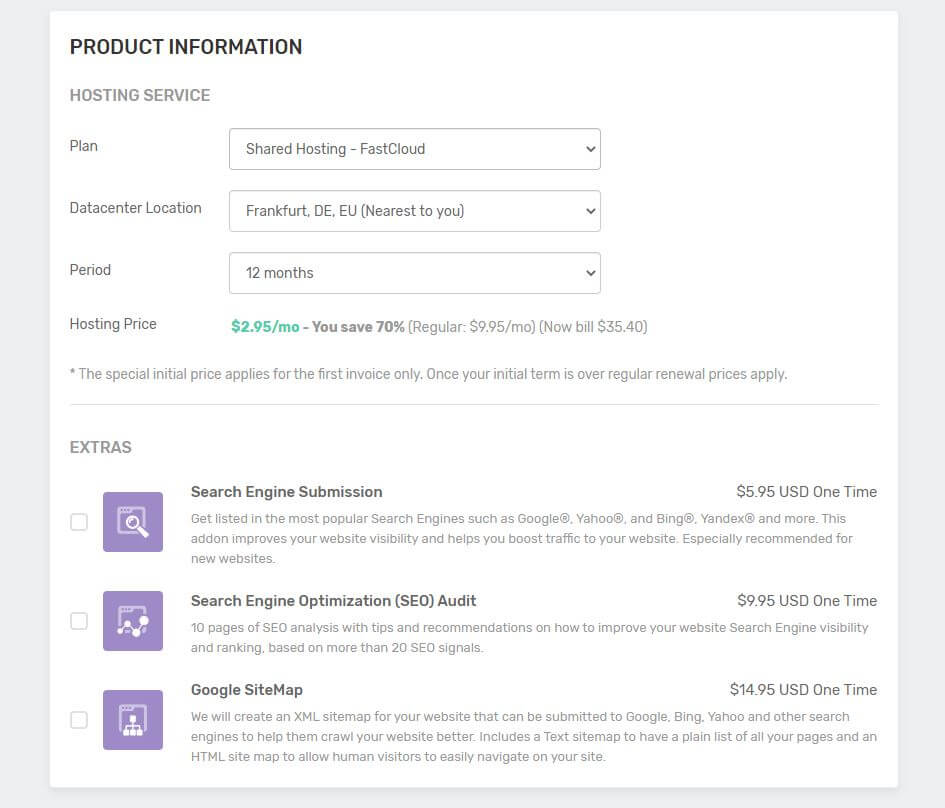 fastcomet hosting service information